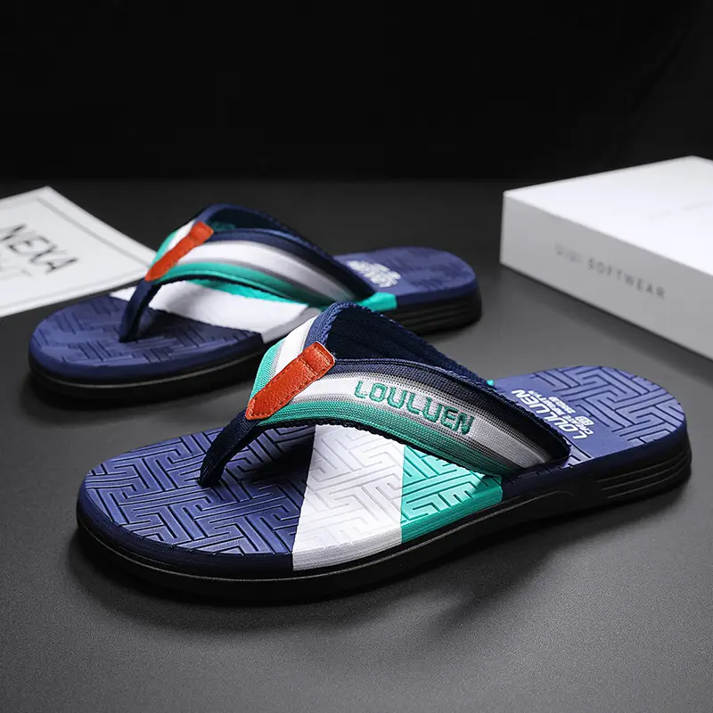 2024 Cross-Border Flip-Flops Men's Summer Color Matching Slippers Large Size Outdoor Beach Shoes Men's Flip-Flops Vietnamese Sandals - Image 4