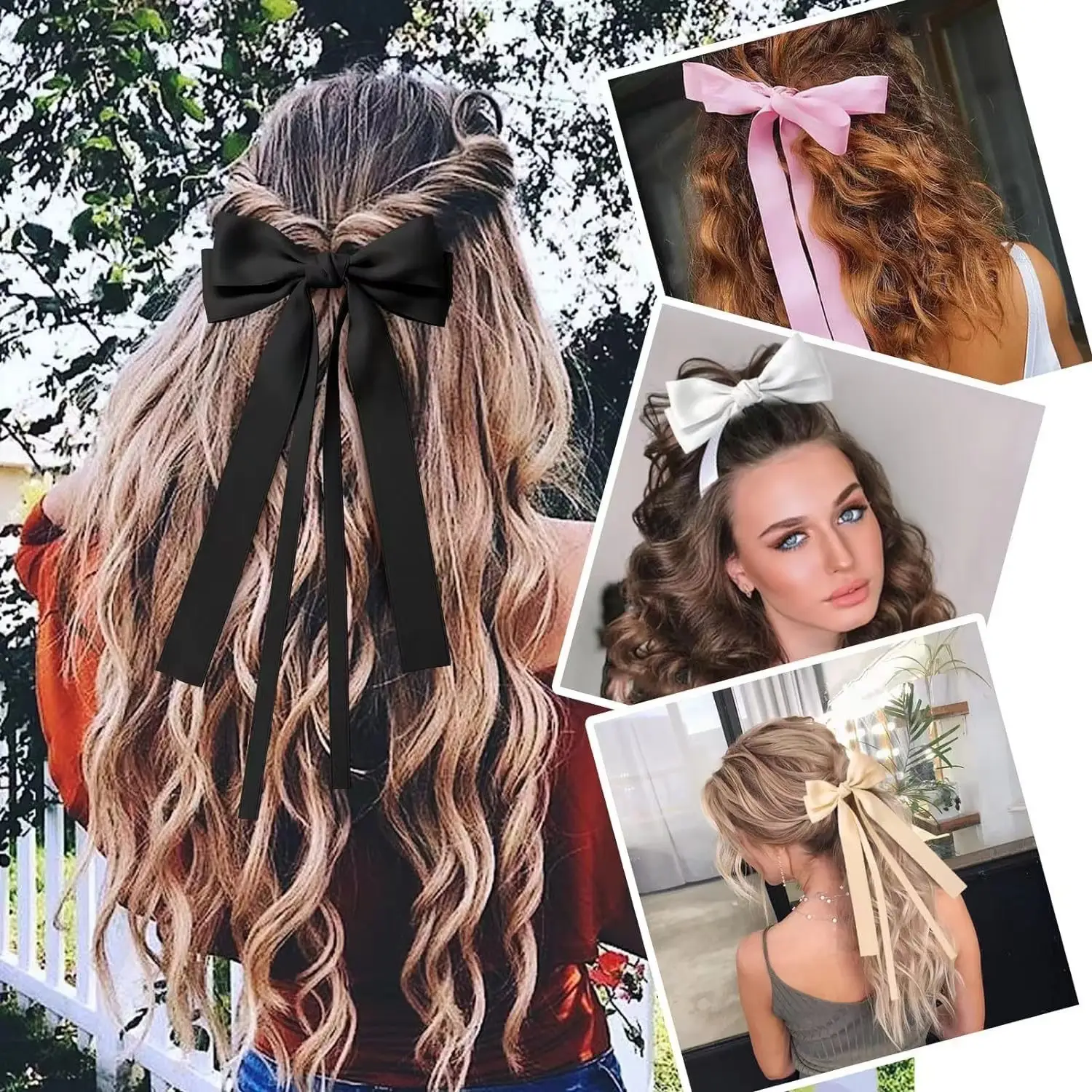 Red Bow Hairpin for Girls Long Ribbon Back Clip - Image 8