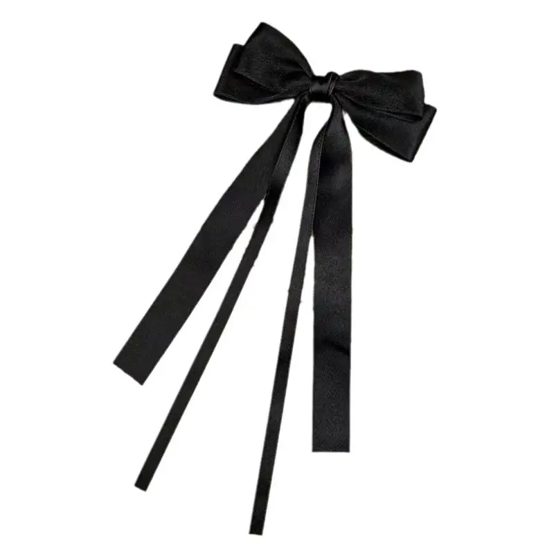 Red Bow Hairpin for Girls Long Ribbon Back Clip - Image 9