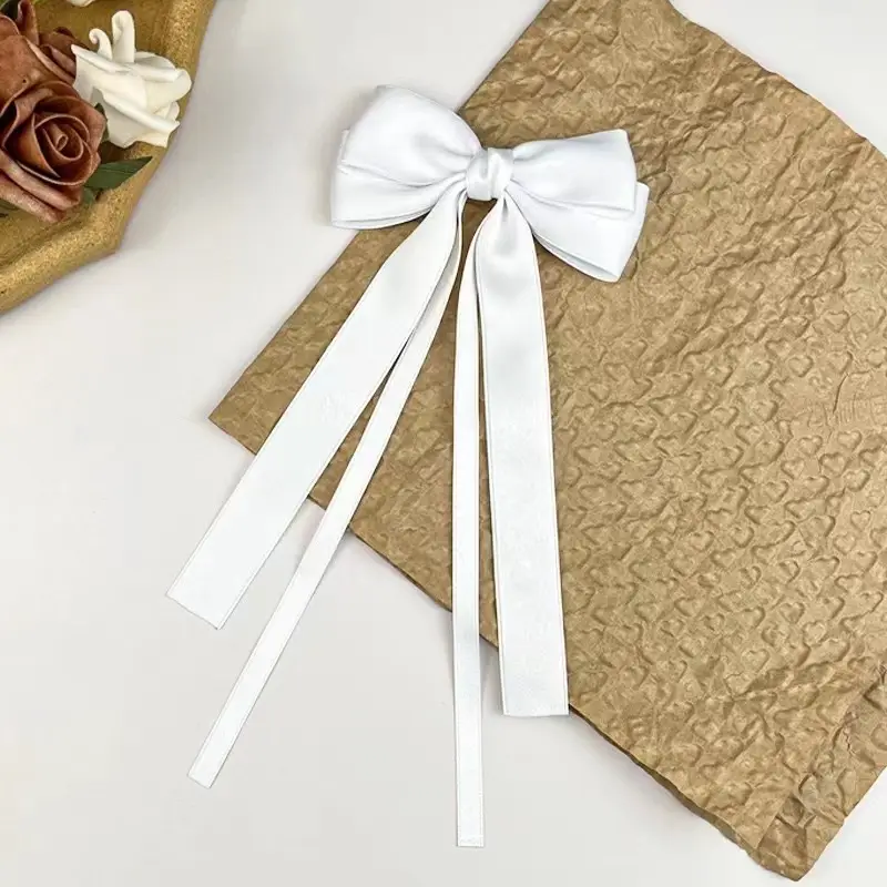 Red Bow Hairpin for Girls Long Ribbon Back Clip — feature 10