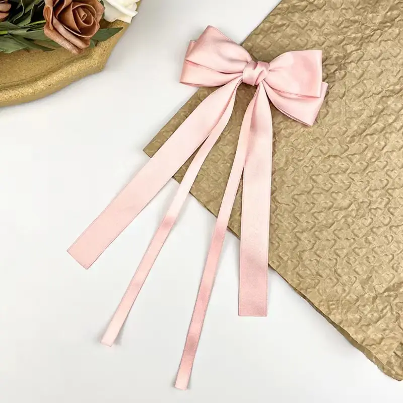 Red Bow Hairpin for Girls Long Ribbon Back Clip — feature 11