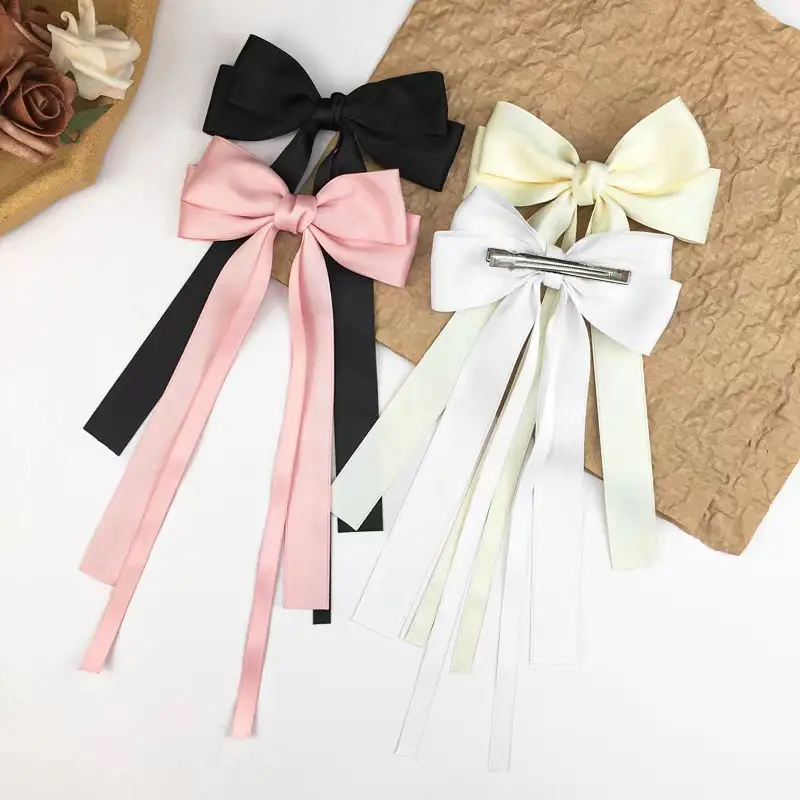 Red Bow Hairpin for Girls Long Ribbon Back Clip — feature 3