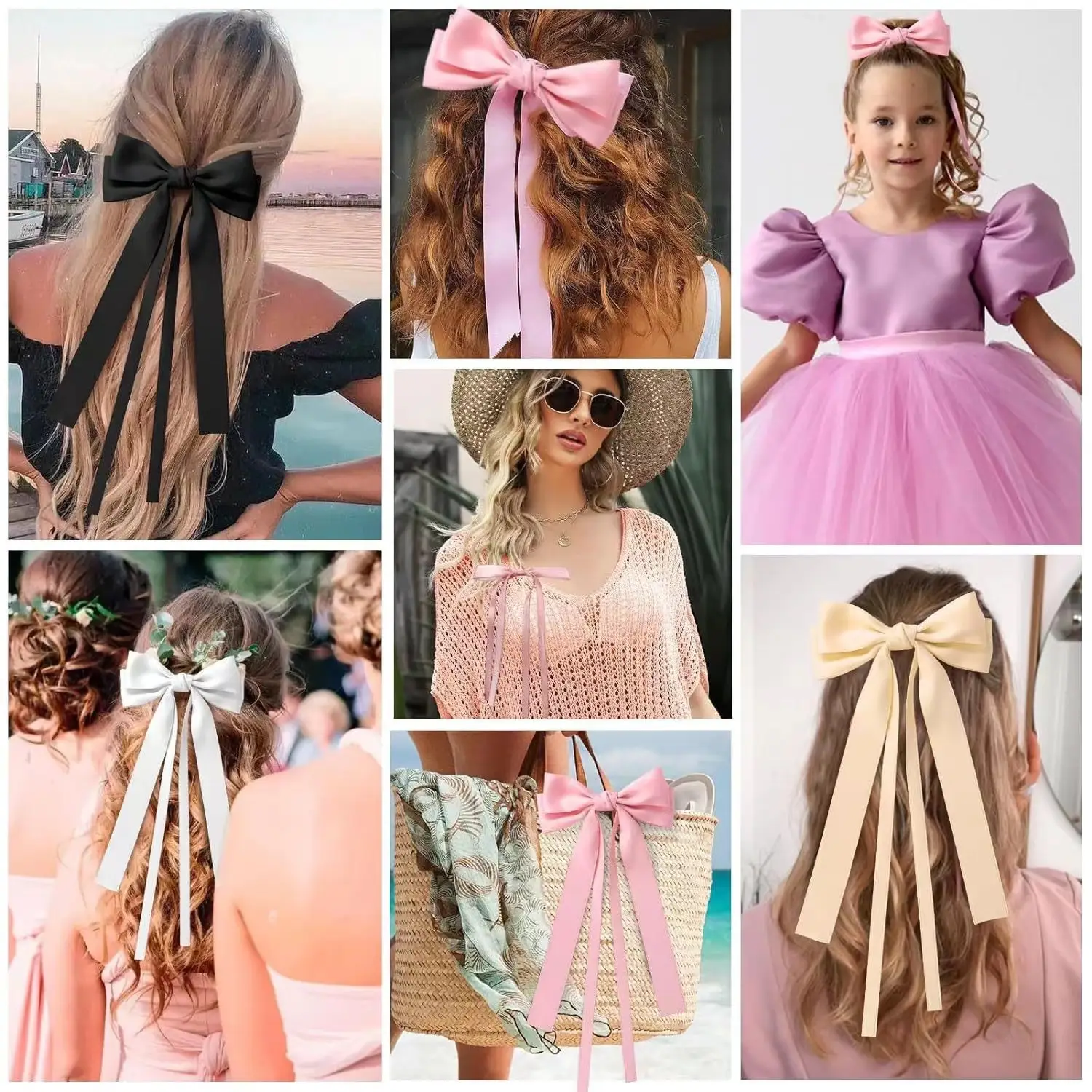 Red Bow Hairpin for Girls Long Ribbon Back Clip — feature 5