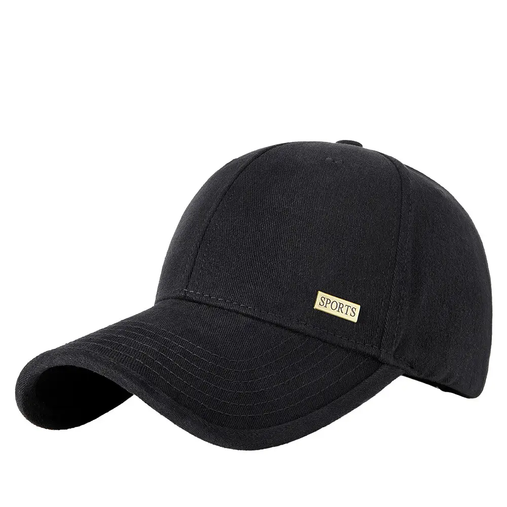 Black Cotton Baseball Cap for Women Men Large Head - Image 11