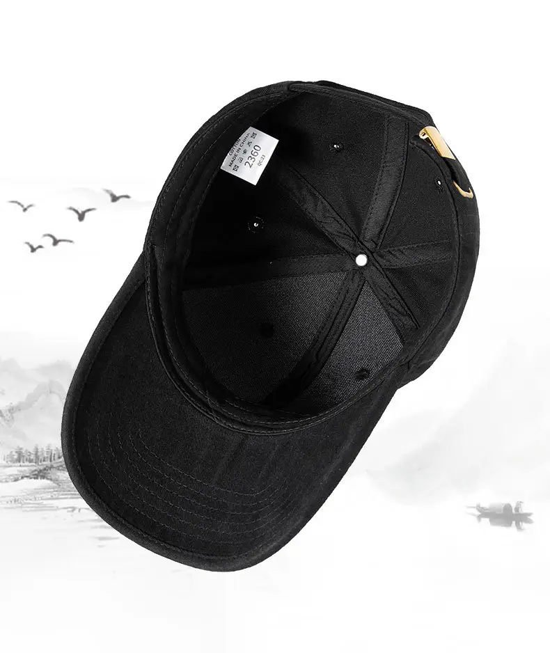 Black Cotton Baseball Cap for Women Men Large Head — feature 17