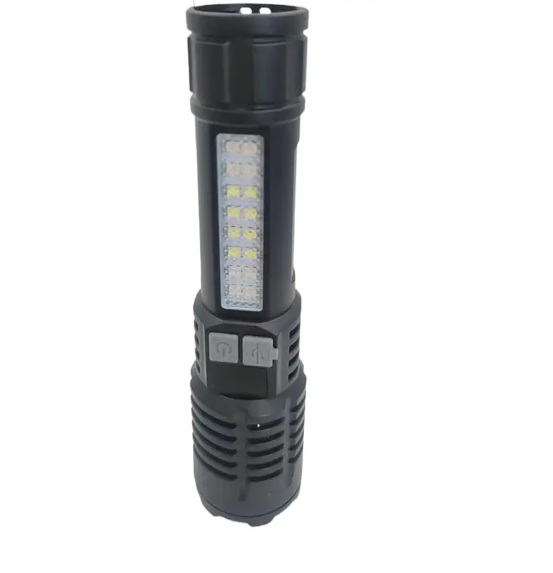 Strong LED Flashlight with Side Lights Red Blue Warning — feature 18