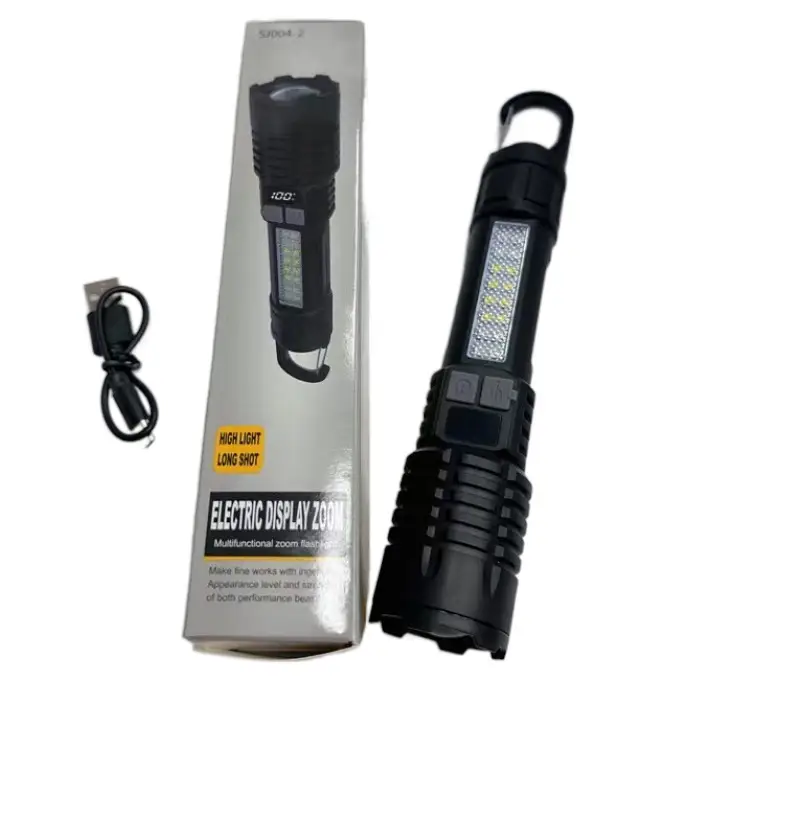 Strong LED Flashlight with Side Lights Red Blue Warning — feature 19