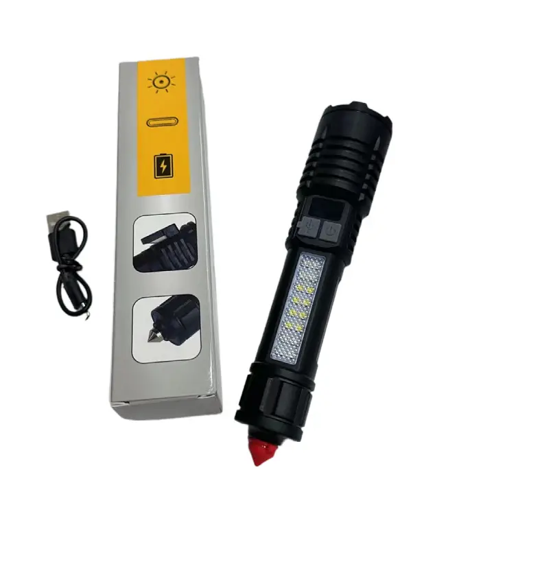 Strong LED Flashlight with Side Lights Red Blue Warning — feature 20