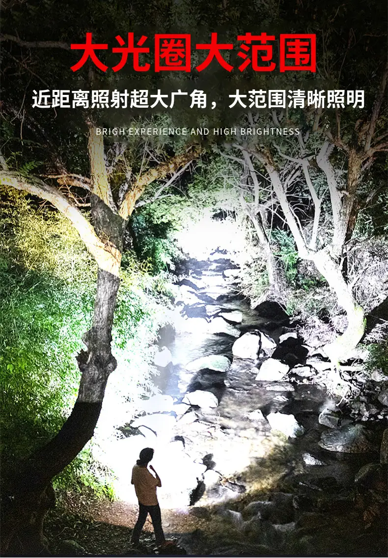 Strong LED Flashlight with Side Lights Red Blue Warning — feature 4