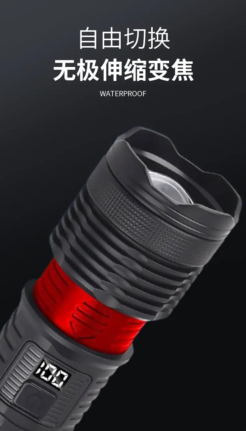 Strong LED Flashlight with Side Lights Red Blue Warning — feature 5