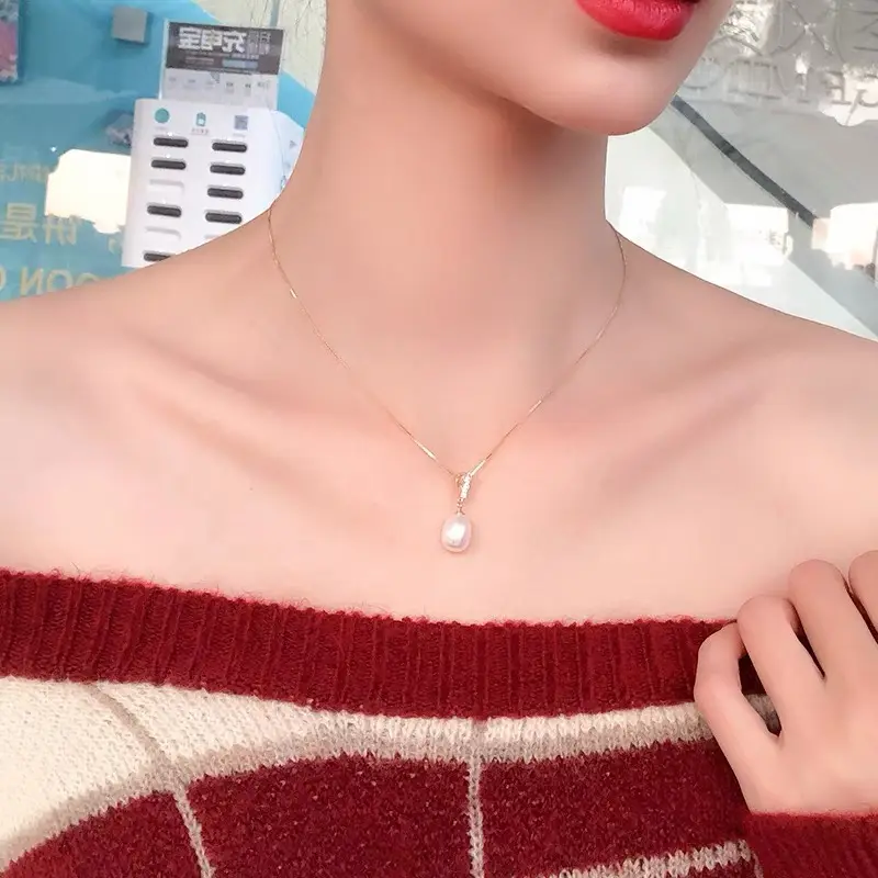 Natural Pearl Zircon Clavicle Necklace for Women