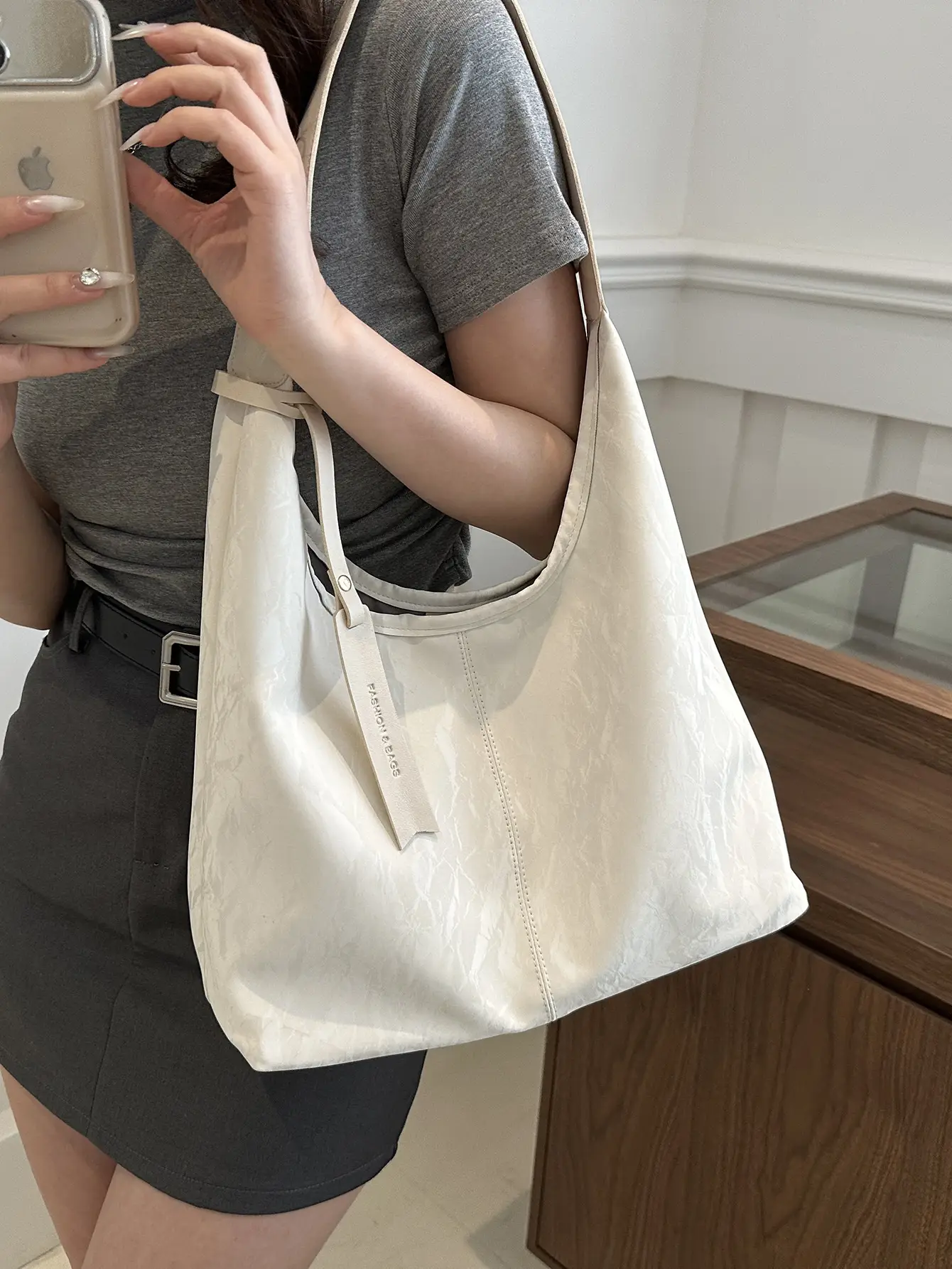 Silver Lace Shoulder Bag Large Capacity Women - Image 6