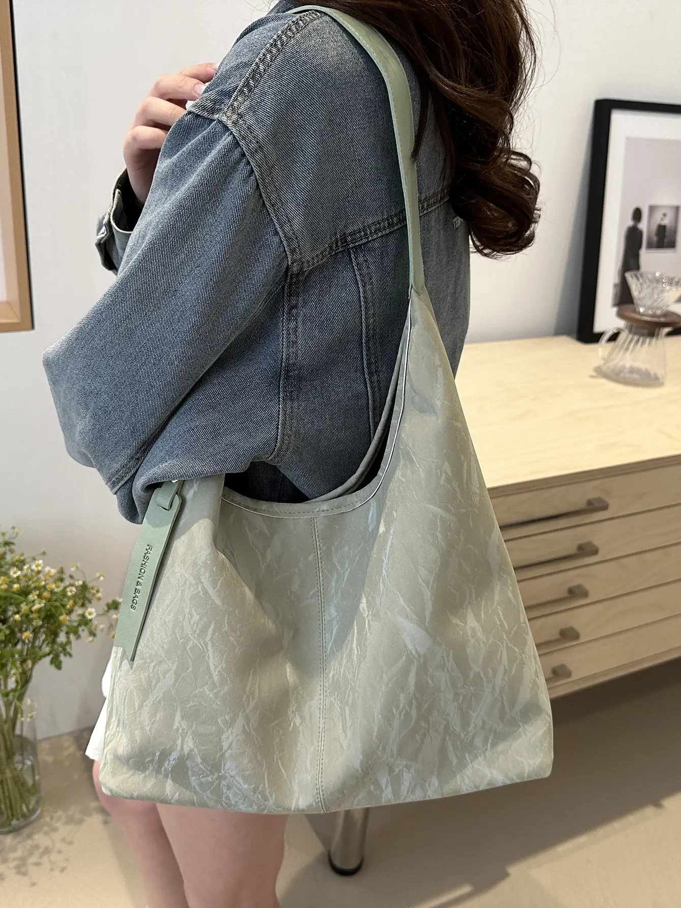 Silver Lace Shoulder Bag Large Capacity Women - Image 9