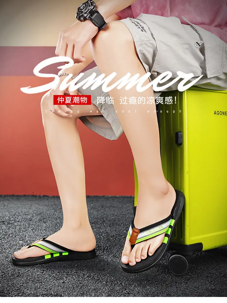Factory direct 2024 summer new slippers men wear non-slip beach flip-flops flip-flops household slippers — feature 1