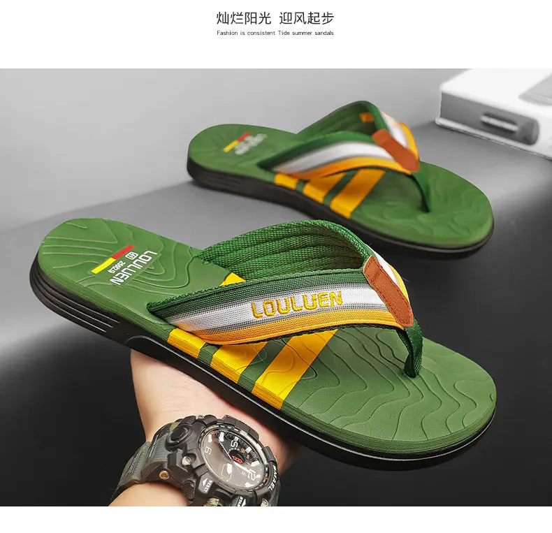 Factory direct 2024 summer new slippers men wear non-slip beach flip-flops flip-flops household slippers — feature 12