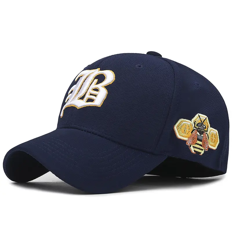 Men Navy Blue Baseball Cap with Embroidered Design - Image 2