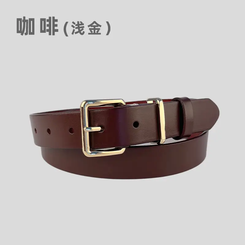 Black Vintage Genuine Leather Women's Belt with Gold Buckle - Image 6