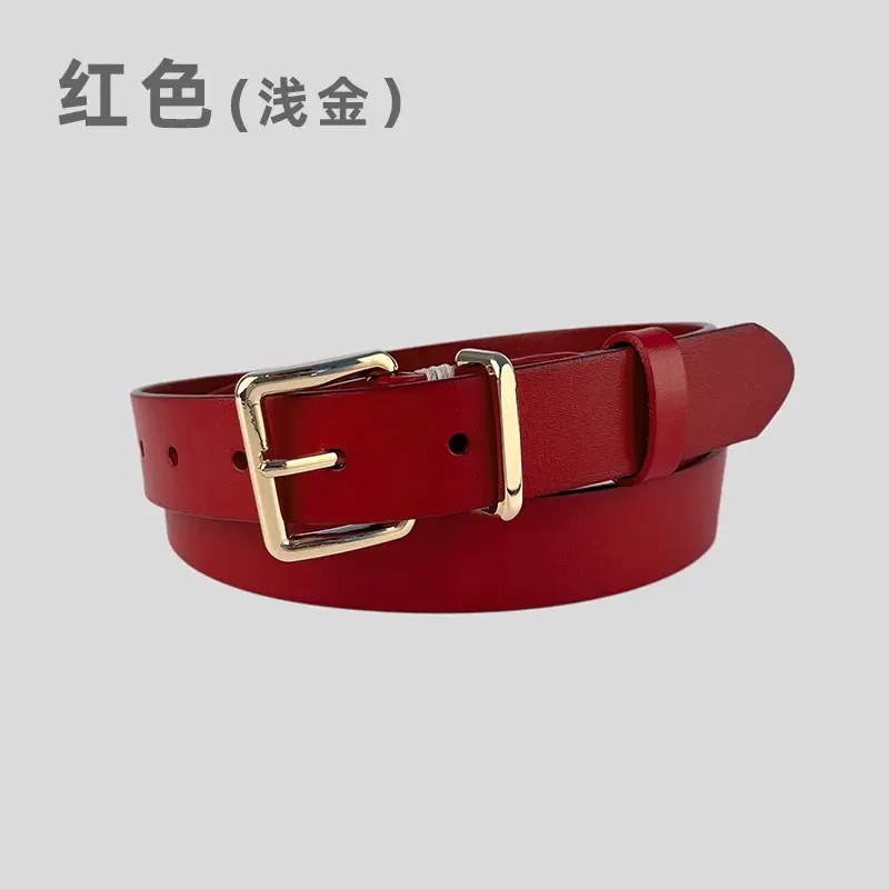 Black Vintage Genuine Leather Women's Belt with Gold Buckle - Image 7