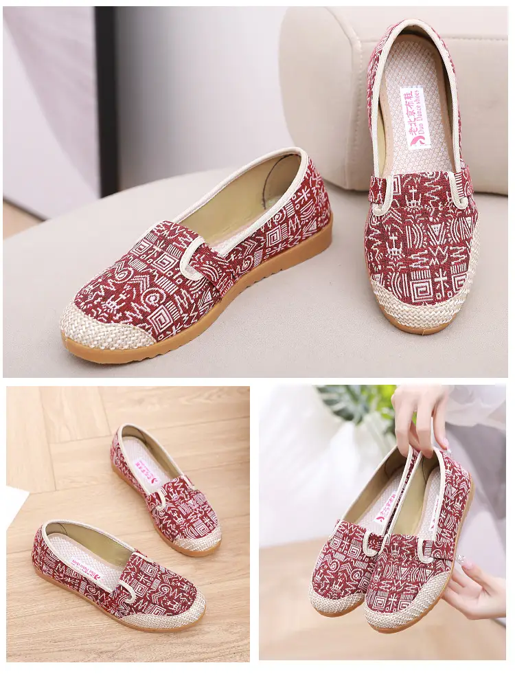 Spring and Summer New Old Beijing Cloth Shoes Women's Single-layer Shoes Women's Shoes Flat Heeled Ethnic Style Shallow Mouth Middle-aged and Elderly Slip-on Mom Shoes — feature 15