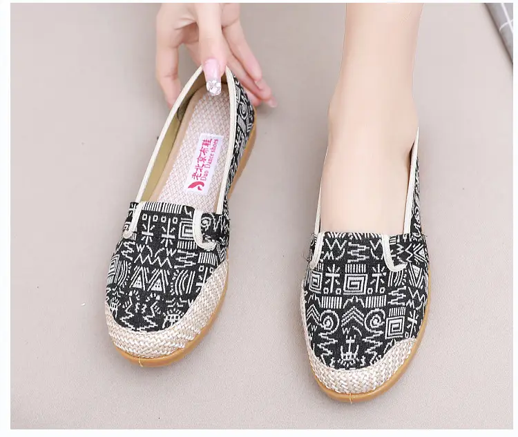 Spring and Summer New Old Beijing Cloth Shoes Women's Single-layer Shoes Women's Shoes Flat Heeled Ethnic Style Shallow Mouth Middle-aged and Elderly Slip-on Mom Shoes — feature 17