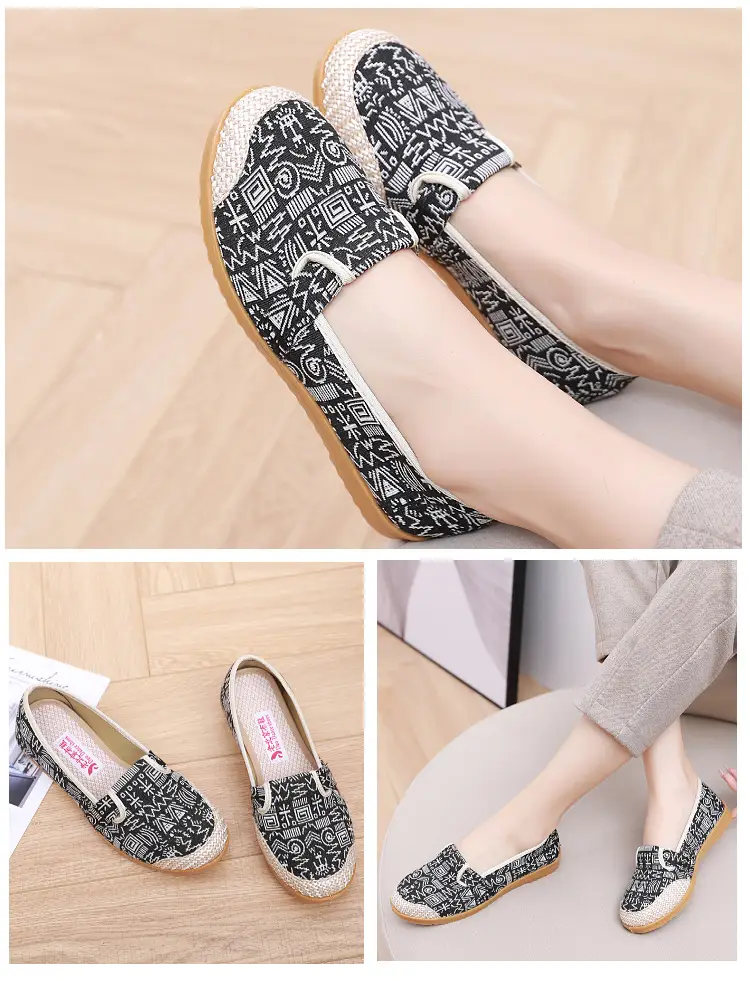 Spring and Summer New Old Beijing Cloth Shoes Women's Single-layer Shoes Women's Shoes Flat Heeled Ethnic Style Shallow Mouth Middle-aged and Elderly Slip-on Mom Shoes — feature 18