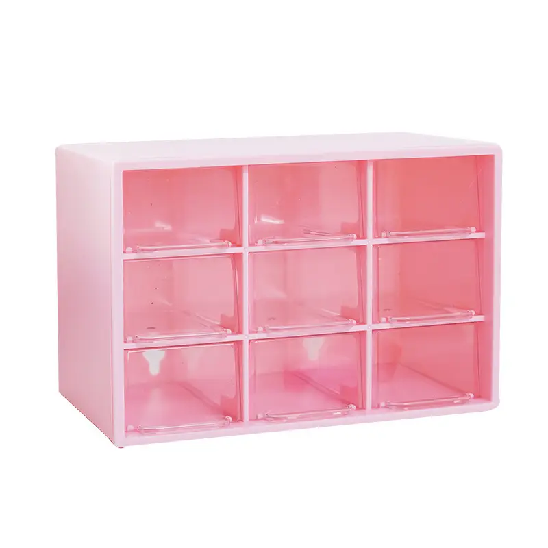Girls' Nine-Compartment Storage Box for DIY Beading, Transparent Jewelry Box with Drawer-Style Compartments for Hair Accessories and Jewelry Storage