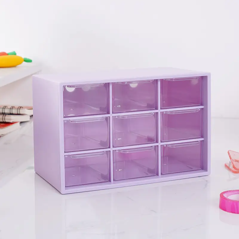 Girls' Nine-Compartment Storage Box for DIY Beading, Transparent Jewelry Box with Drawer-Style Compartments for Hair Accessories and Jewelry Storage