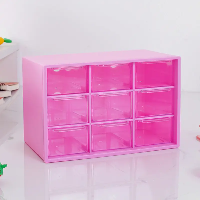 Girls' Nine-Compartment Storage Box for DIY Beading, Transparent Jewelry Box with Drawer-Style Compartments for Hair Accessories and Jewelry Storage