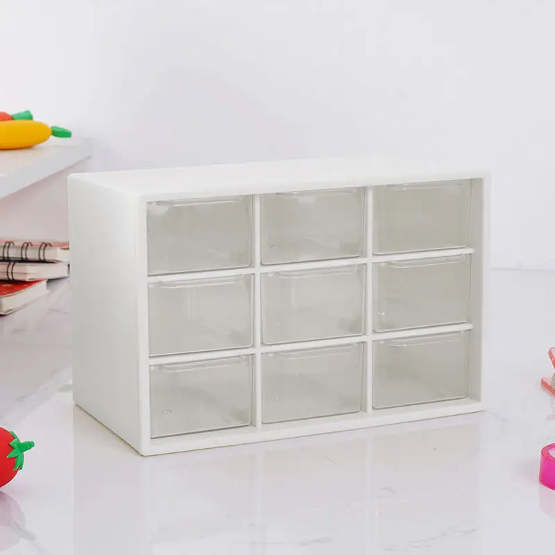 Girls' Nine-Compartment Storage Box for DIY Beading, Transparent Jewelry Box with Drawer-Style Compartments for Hair Accessories and Jewelry Storage