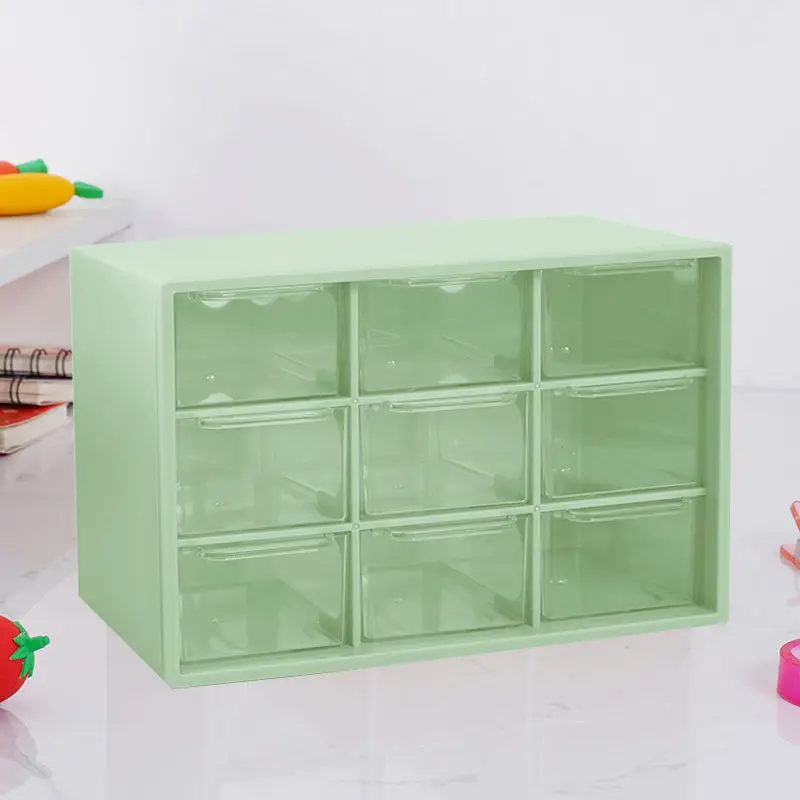 Girls' Nine-Compartment Storage Box for DIY Beading, Transparent Jewelry Box with Drawer-Style Compartments for Hair Accessories and Jewelry Storage
