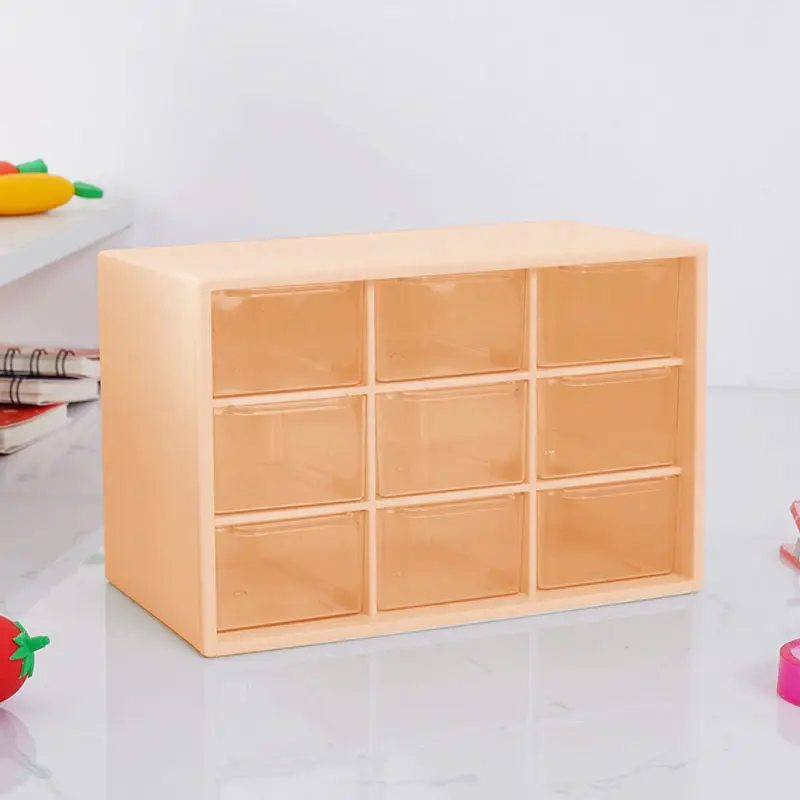 Girls' Nine-Compartment Storage Box for DIY Beading, Transparent Jewelry Box with Drawer-Style Compartments for Hair Accessories and Jewelry Storage