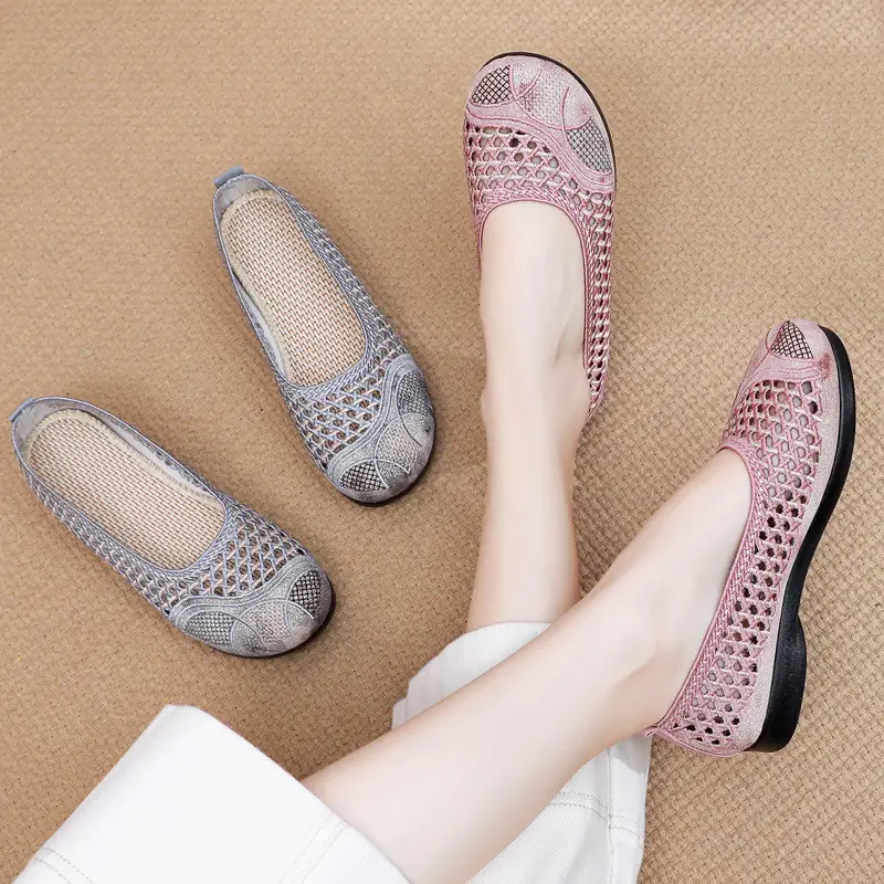 Summer Old Beijing Cloth Shoes Women's Mesh Shoes Comfortable Breathable Flat Women's Shoes for the Elderly Lightweight Comfortable Mesh Moms Shoes - Image 5