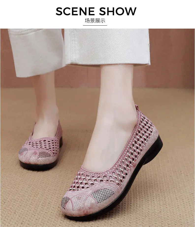 Summer Old Beijing Cloth Shoes Women's Mesh Shoes Comfortable Breathable Flat Women's Shoes for the Elderly Lightweight Comfortable Mesh Moms Shoes — feature 13