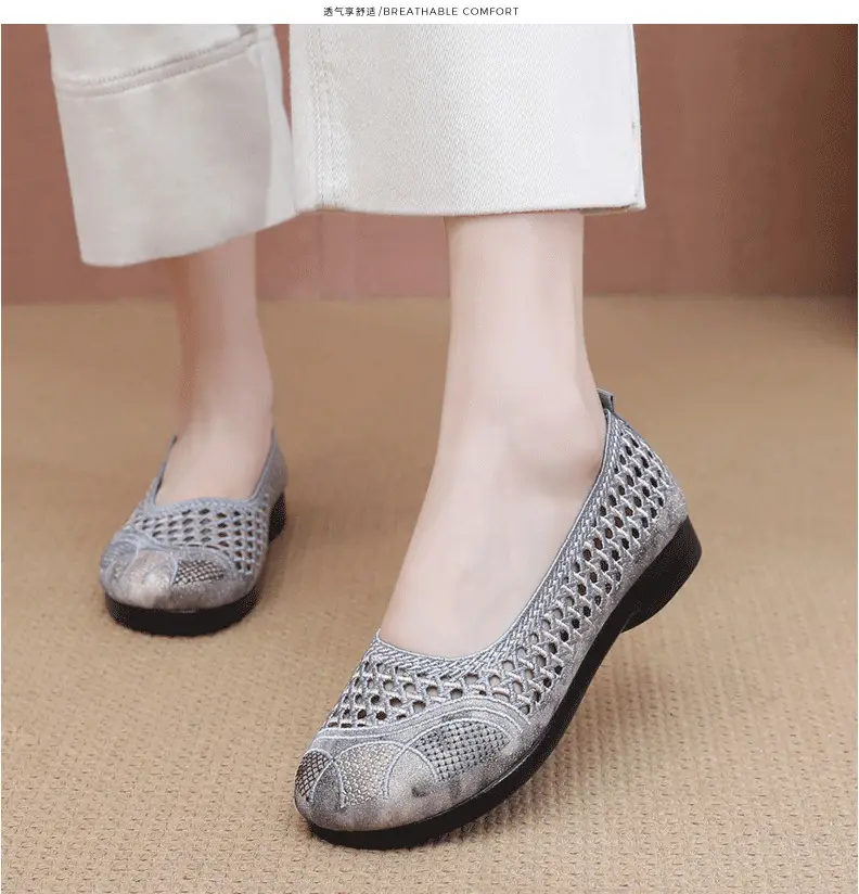 Summer Old Beijing Cloth Shoes Women's Mesh Shoes Comfortable Breathable Flat Women's Shoes for the Elderly Lightweight Comfortable Mesh Moms Shoes — feature 18