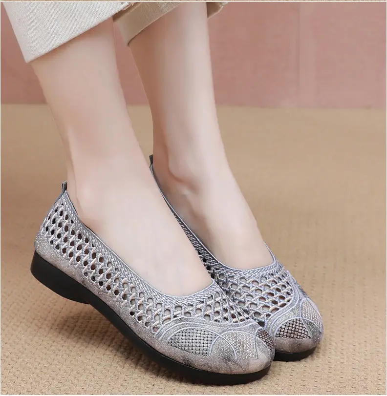 Summer Old Beijing Cloth Shoes Women's Mesh Shoes Comfortable Breathable Flat Women's Shoes for the Elderly Lightweight Comfortable Mesh Moms Shoes — feature 23