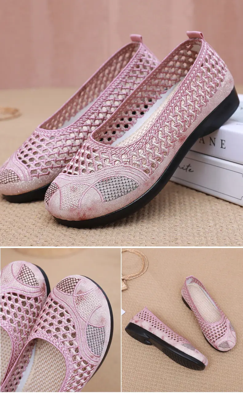 Summer Old Beijing Cloth Shoes Women's Mesh Shoes Comfortable Breathable Flat Women's Shoes for the Elderly Lightweight Comfortable Mesh Moms Shoes — feature 25
