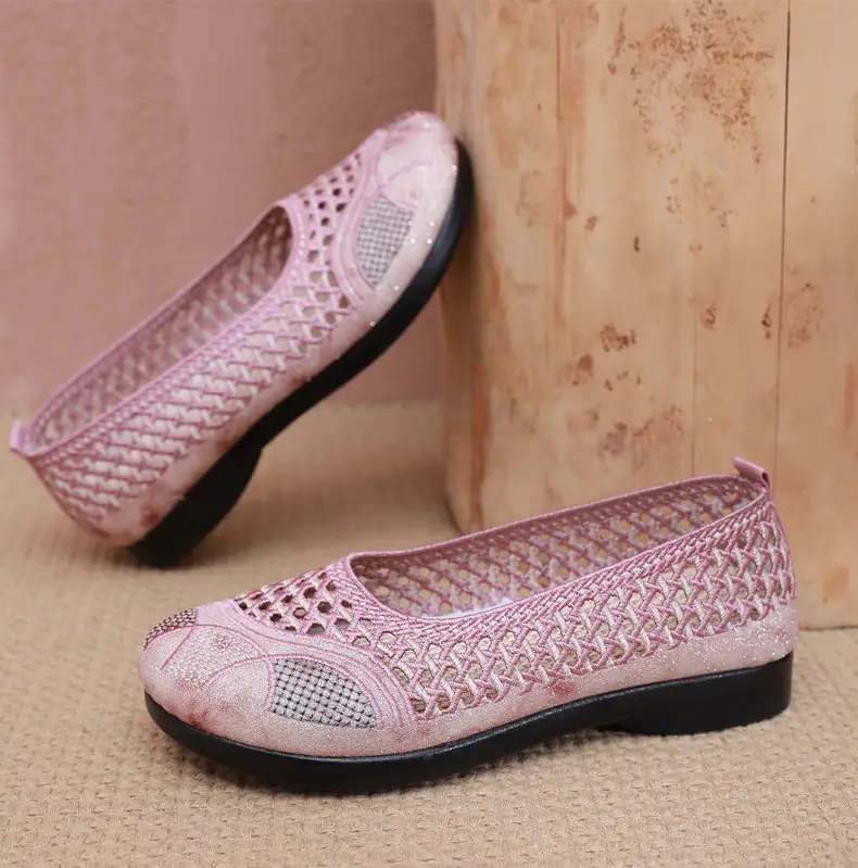 Summer Old Beijing Cloth Shoes Women's Mesh Shoes Comfortable Breathable Flat Women's Shoes for the Elderly Lightweight Comfortable Mesh Moms Shoes — feature 26