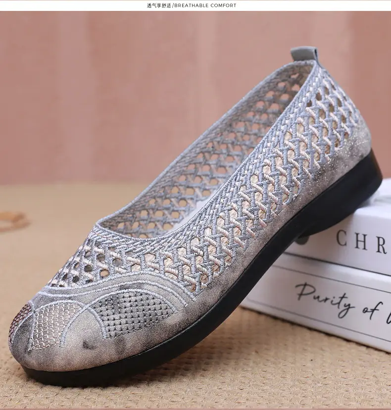 Summer Old Beijing Cloth Shoes Women's Mesh Shoes Comfortable Breathable Flat Women's Shoes for the Elderly Lightweight Comfortable Mesh Moms Shoes — feature 28
