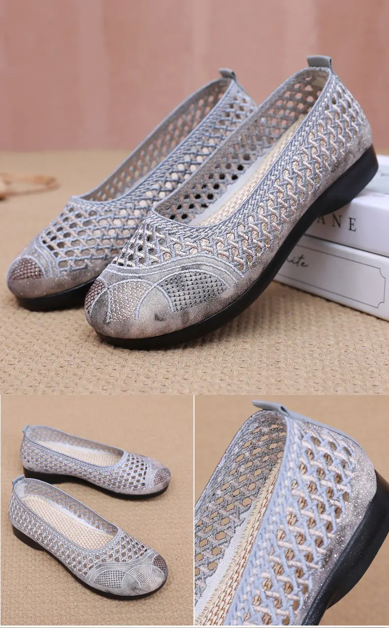 Summer Old Beijing Cloth Shoes Women's Mesh Shoes Comfortable Breathable Flat Women's Shoes for the Elderly Lightweight Comfortable Mesh Moms Shoes — feature 29