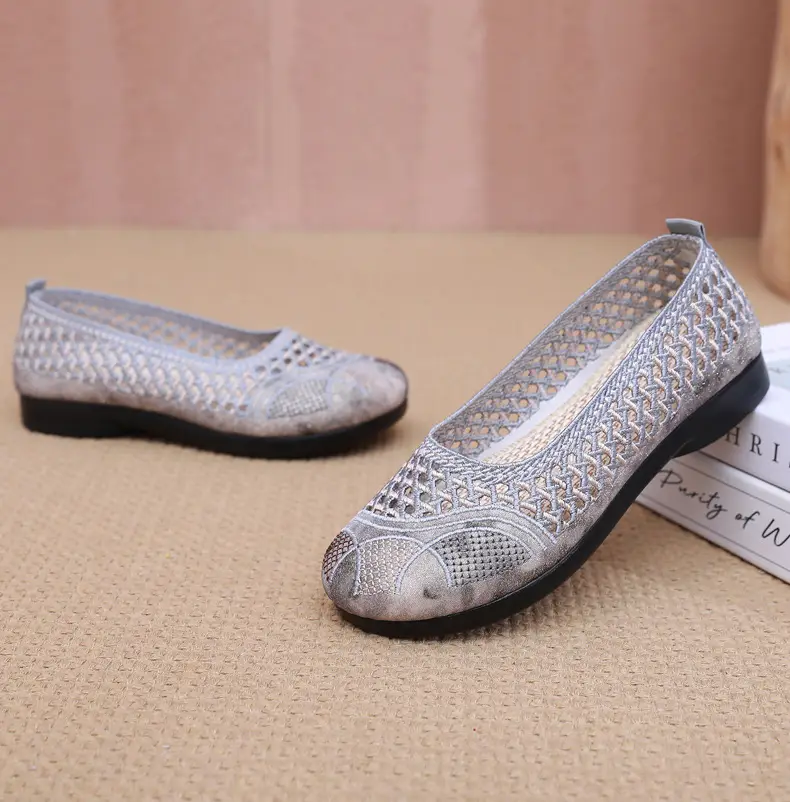 Summer Old Beijing Cloth Shoes Women's Mesh Shoes Comfortable Breathable Flat Women's Shoes for the Elderly Lightweight Comfortable Mesh Moms Shoes — feature 30