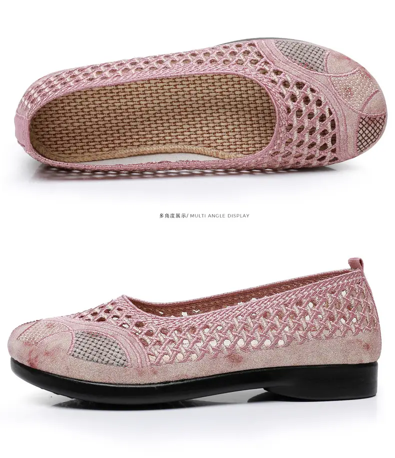 Summer Old Beijing Cloth Shoes Women's Mesh Shoes Comfortable Breathable Flat Women's Shoes for the Elderly Lightweight Comfortable Mesh Moms Shoes — feature 34