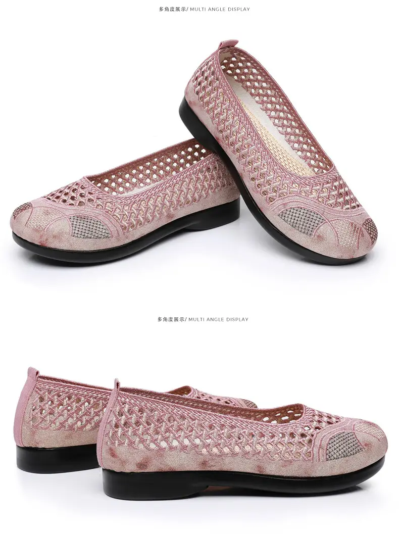 Summer Old Beijing Cloth Shoes Women's Mesh Shoes Comfortable Breathable Flat Women's Shoes for the Elderly Lightweight Comfortable Mesh Moms Shoes — feature 35