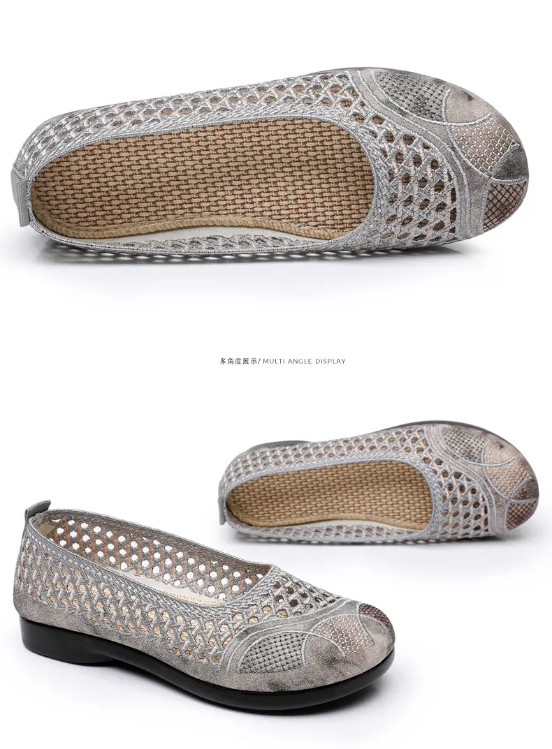 Summer Old Beijing Cloth Shoes Women's Mesh Shoes Comfortable Breathable Flat Women's Shoes for the Elderly Lightweight Comfortable Mesh Moms Shoes — feature 37