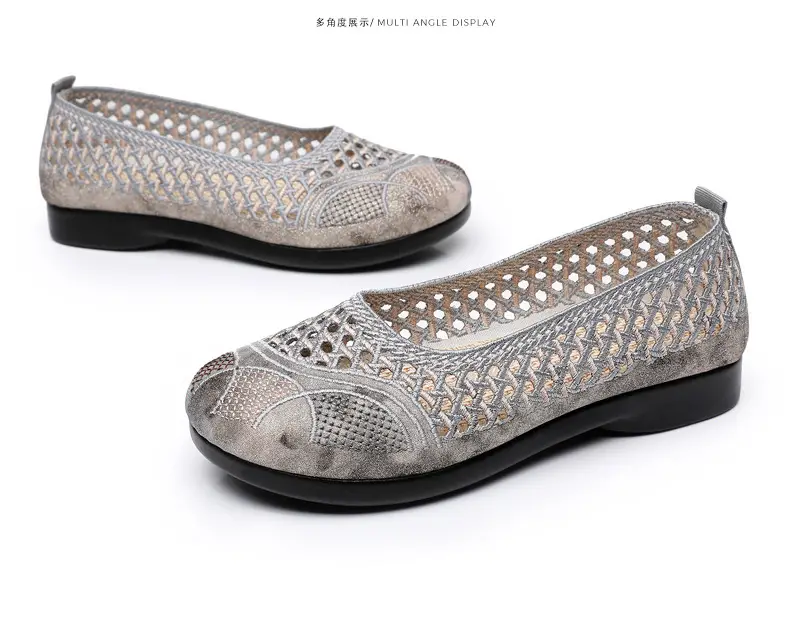 Summer Old Beijing Cloth Shoes Women's Mesh Shoes Comfortable Breathable Flat Women's Shoes for the Elderly Lightweight Comfortable Mesh Moms Shoes — feature 39