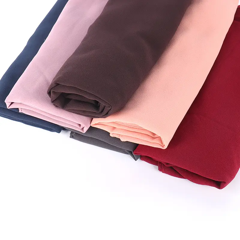 Muslim Pearl Chiffon Headscarf Black Solid Color - Image 135