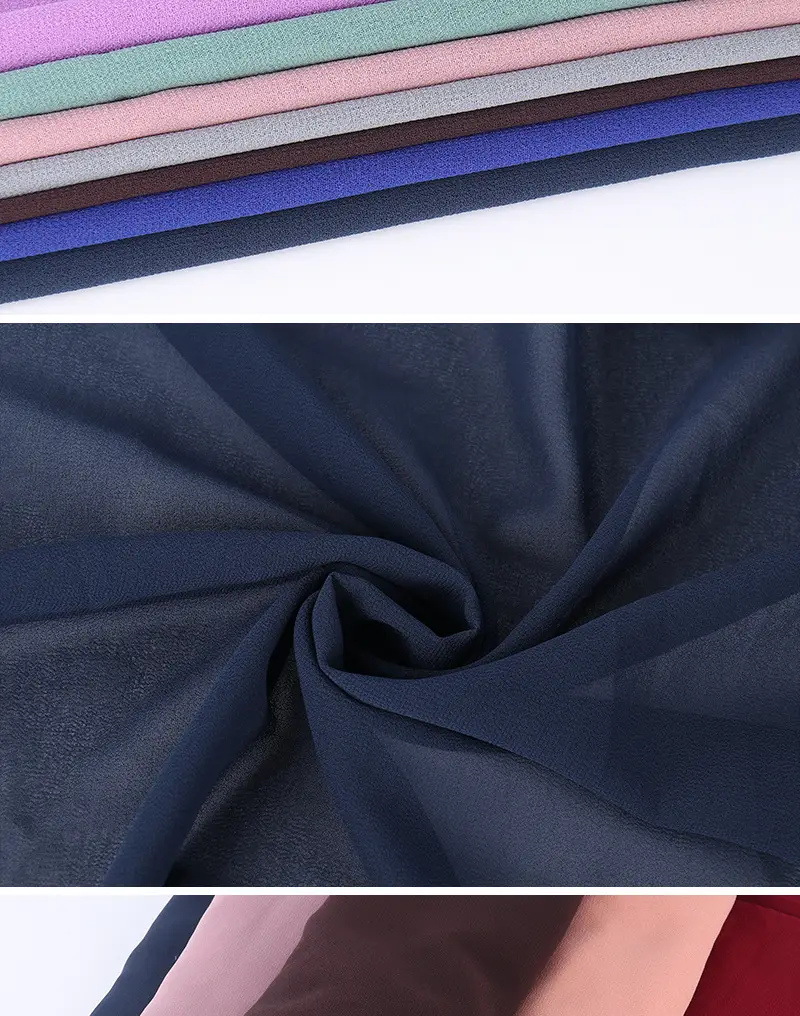 Muslim Pearl Chiffon Headscarf Black Solid Color — feature 9