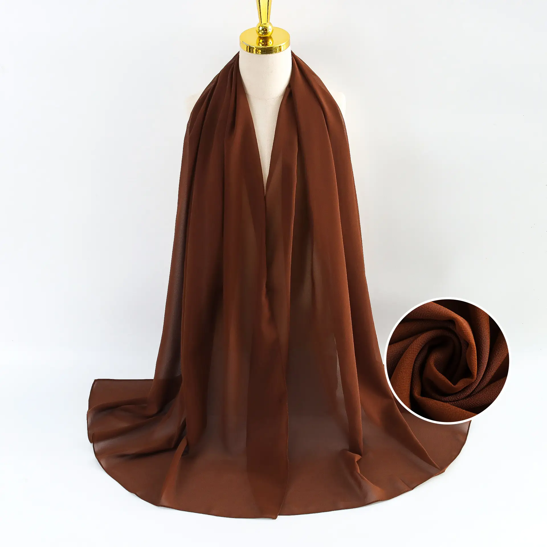 Muslim Pearl Chiffon Headscarf Black Solid Color - Image 127