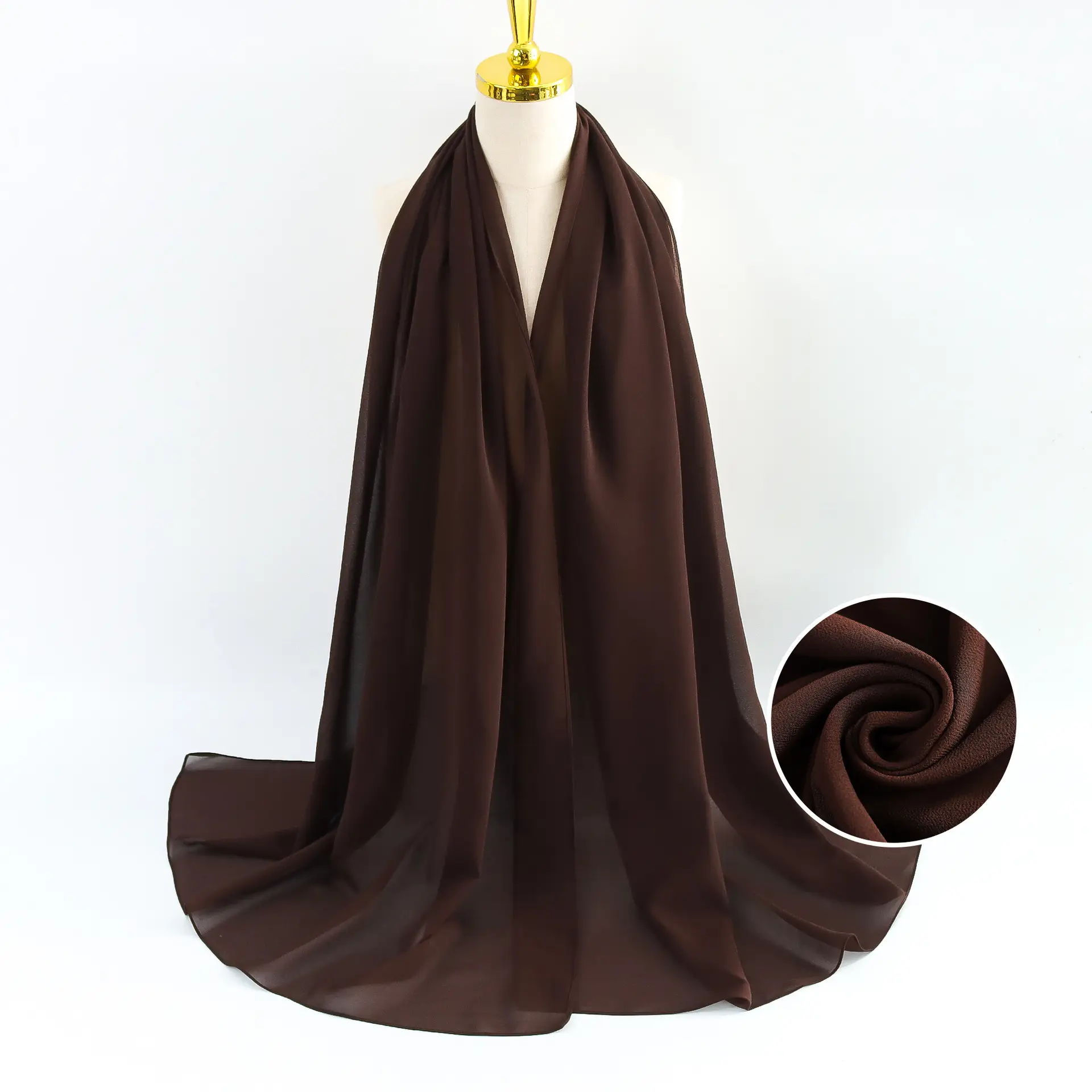 Muslim Pearl Chiffon Headscarf Black Solid Color - Image 15