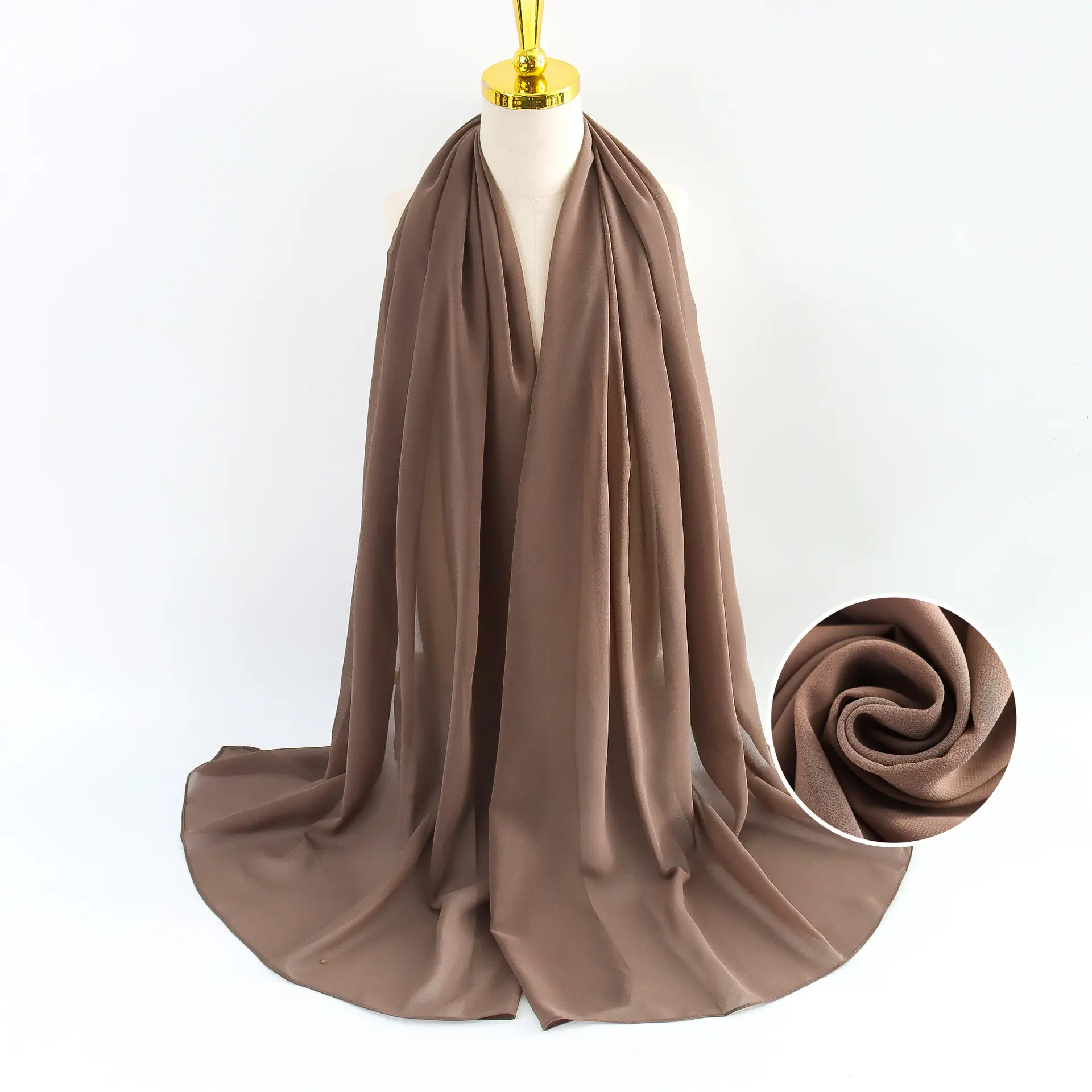 Muslim Pearl Chiffon Headscarf Black Solid Color - Image 18