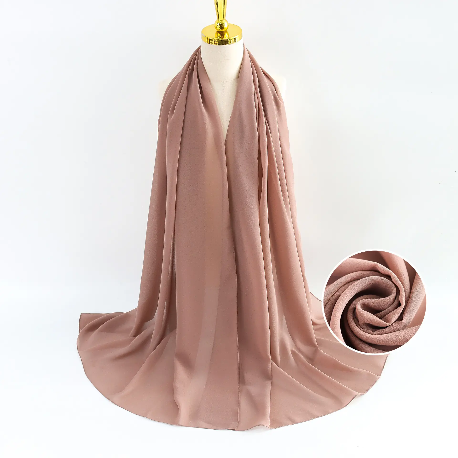 Muslim Pearl Chiffon Headscarf Black Solid Color - Image 19